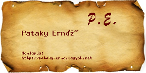 Pataky Ernő névjegykártya